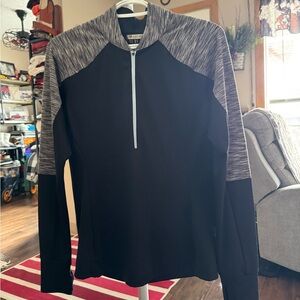 Forever 21 Black and Gray Quarter-Zip Sweatshirt